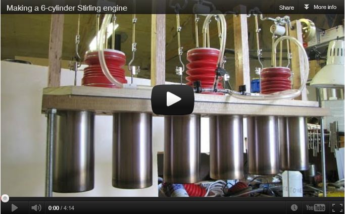 Making a 6-cylinder Stirling engine video