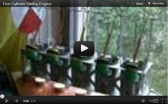 Five cylinder Stirling engine video